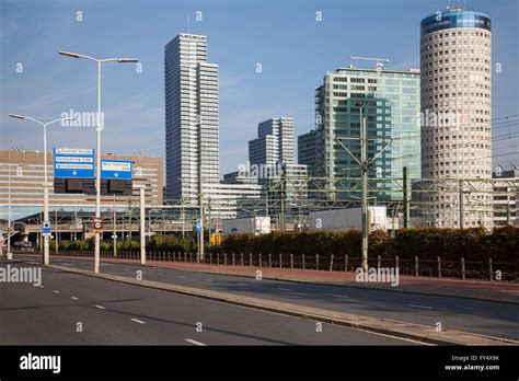 skyscrapers   central station den haag centraal  hague stock photo  alamy