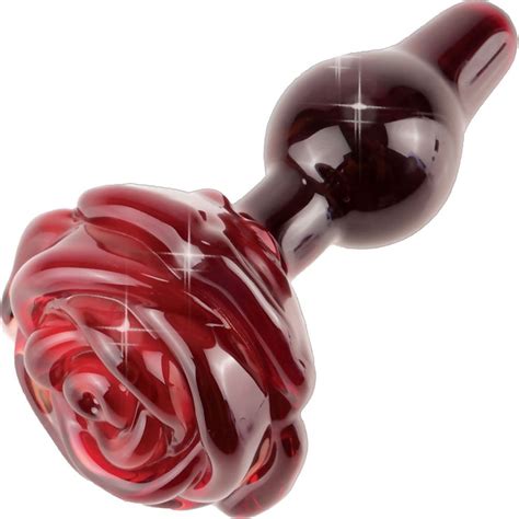 icicles no 76 hand blown glass massager butt plug 4 red