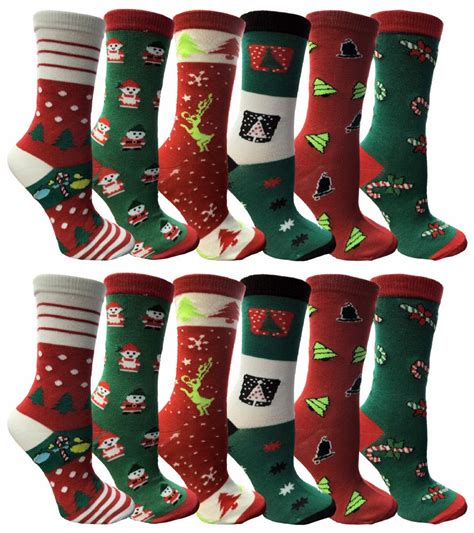 units  christmas printed socks fun colorful festive crew sock