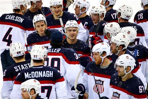 united states celebrate winning    slovakia   mens ice hockey preliminary