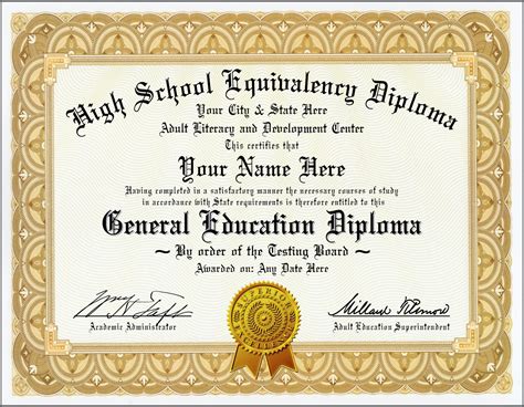ged general education diploma high school equivalency gold  realistic   id guru