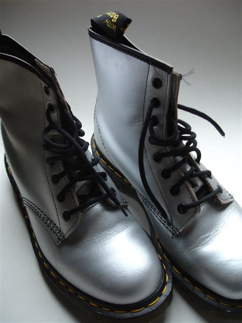vintage   martens dr martens boots silver smooth