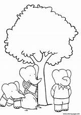 Hide Coloring Pages Cartoon Playing Kids Babar Printable sketch template