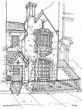 Townhouse Tudor Coloring Brick sketch template