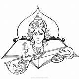 Saraswati Devi Maa Vidhyalay Xcolorings Clipground sketch template