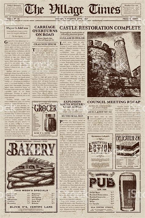 vector illustration    fashioned newspaper   victorian