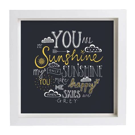sunshine framed lyrics typography print  images