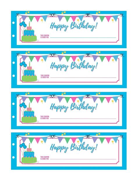 birthday gift coupons  printables add   adventure