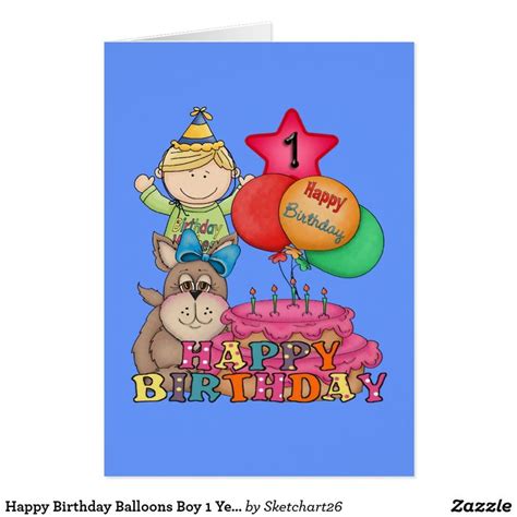 happy birthday balloons boy  year  card zazzlecomau happy birthday kids birthday