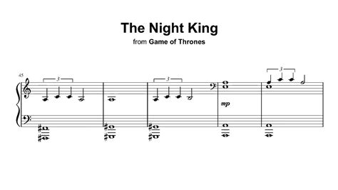 night king game  thrones season  piano sheet
