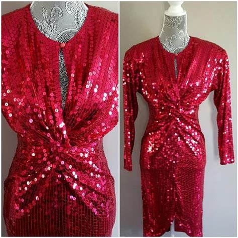 80 S Vintage Sequin Red Dress Size 4 Vintage 80 S Etsy Dresses