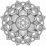 Mandala Coloring Flower Pages Adult Kids sketch template