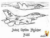 Coloring Pages Airplane Jet Fighter 35 Kids Lightning Ii Colouring Yescoloring Jets Print Military Airplanes F35 Color Planes Force Air sketch template