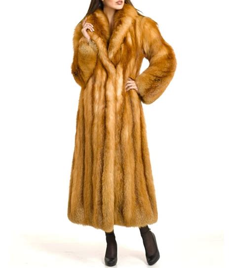 women s full length red fox fur stroller coat