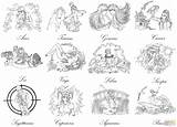 Zodiac Coloring Sign Signs Pages Printable Drawings Skip Main sketch template