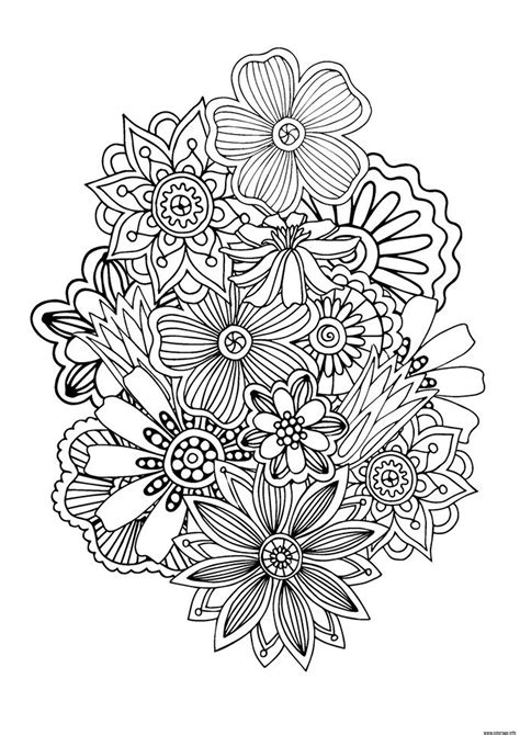coloriage zen antistress abstract pattern flowers  juliasnegireva