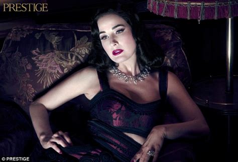 dita von teese prefers the glam look as she seduces the camera for prestige daily mail online