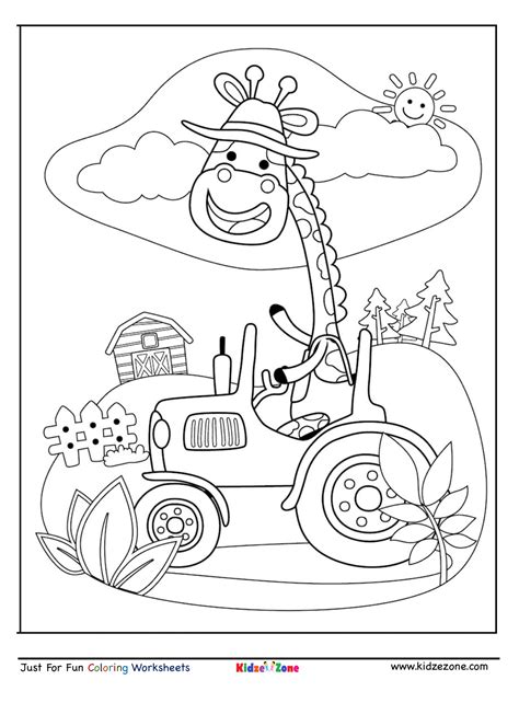 giraffe driving cartoon coloring page kidzezone