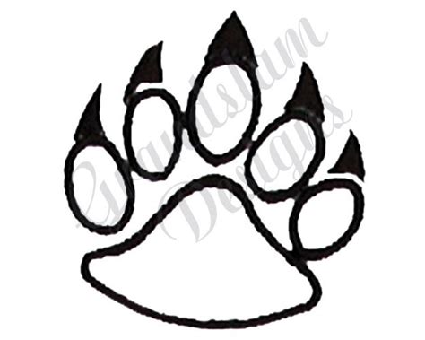 bear paw outline machine embroidery design etsy uk