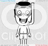 Gear Summer Clipart Snorkel Wearing Boy Happy Outlined Coloring Cartoon Vector Thoman Cory sketch template