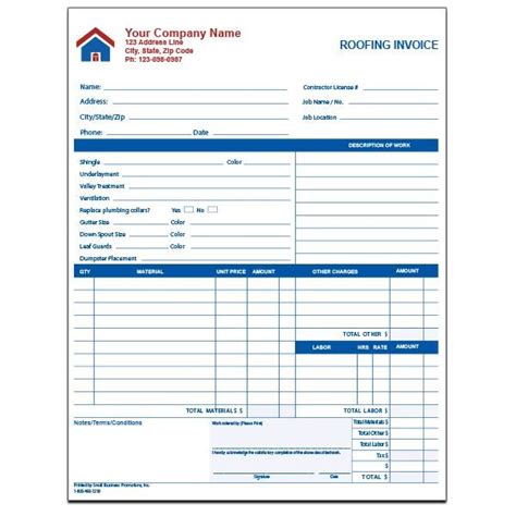 itemized roofing invoice custom business printing carbonless copies