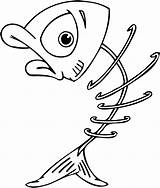 Skeleton Fish Cartoon Clipart Kids Clip Bones Coloring Animals Pages Drawing Fishbones Printable Cliparts Funny Bone Fishbone Gif Skull Skeletons sketch template