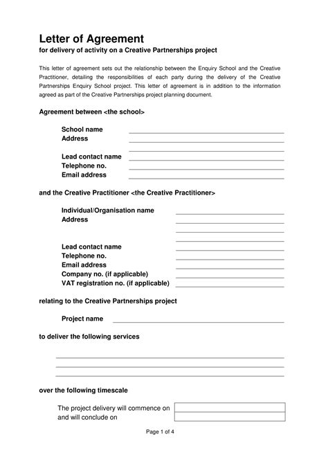 letter  agreement examples format  examples