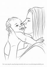 Mother Baby Draw Kissing Drawing Child Drawings Step Pencil Simple People Drawingtutorials101 Tutorial Previous Next Paintingvalley Learn sketch template