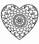 Mandala Heart Coloring Simple Pages Printable Kids sketch template