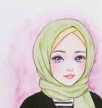 gambar kartun muslimah tercantik  manis hd kuliah