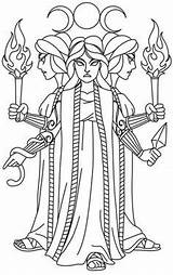 Coloring Pages Goddess Hecate Designs Greek Adults Triple Printable Drawings Indra Visit Gods Urban Threads Drawing sketch template