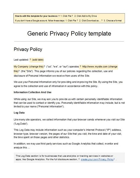 policy template examples
