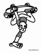 Skateboarding Skateboard Handstand Kid Coloring Sports Pages sketch template