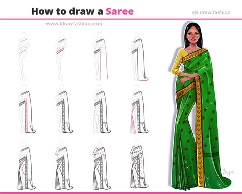 draw  saree step  step    draw