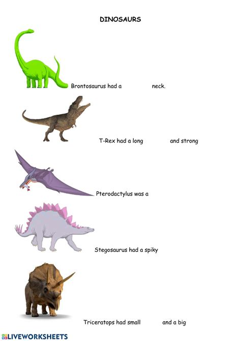 dinosaurs worksheet