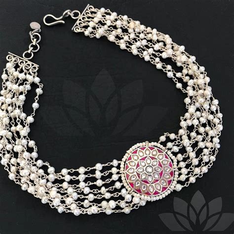 silver choker necklace south india jewels