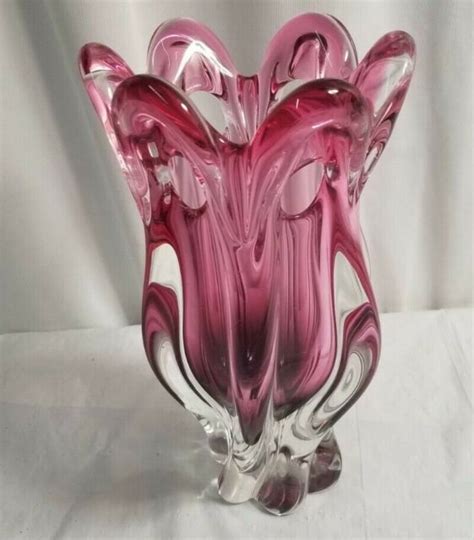 10 Purple Twisted Tulip Blown Glass Vase 5 Lb Heavy Duty Lovely Ebay