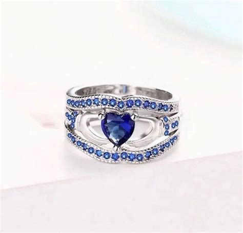 pc blue cz diamond ring size  brand   ring box  includes silver polishing cloth