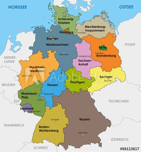 Deutschland Karte Bundesländer Landeshauptstädte