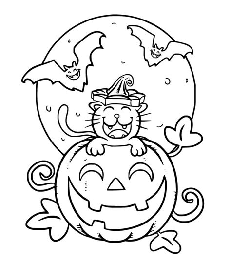 evil halloween cat coloring page  printable coloring pages  kids