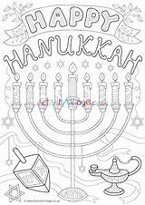 Hanukkah Colouring Happy Pages Village Activity Explore sketch template