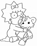 Maggie Coloring Simpsons Teddy Bear Pages Printable Print sketch template