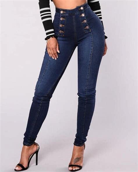 🔥last Day 70 Off🔥double Breasted High Waist Skinny Jeans