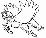 Coloring Horse Pegasus Pages Creatures Fantasy Unicorn Print Kids sketch template