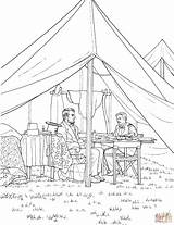Abraham Lincoln Tent Coloring Civil War Officer Battle Pages During Printable Drawing Color Memorial Super sketch template