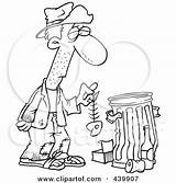 Homeless Man Cartoon Hungry Outline Trash Clipart Holding Fish Bone Clip Royalty Illustration Poor Toonaday Rf Leishman Ron Begging Pencil sketch template