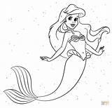Coloring Ariel Mermaid Little Pages Supercoloring Printable sketch template