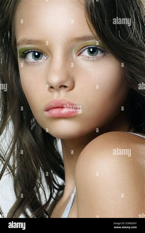 Beauty Portrait Of A Beautiful Young Girl With Expressive Eyes Stock