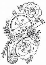 Coloring Tattoo Steampunk Tattoos Coloriage Imprimer Pages Stencil Stencils Rickey Imgs Skull Pirate sketch template