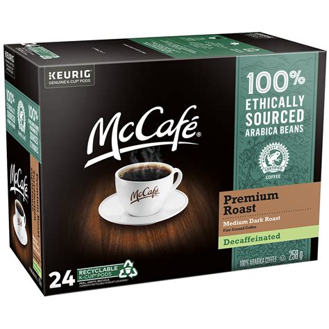 mccafe premium coffee  cup pods medium dark roast decaffeinated bx grand toy